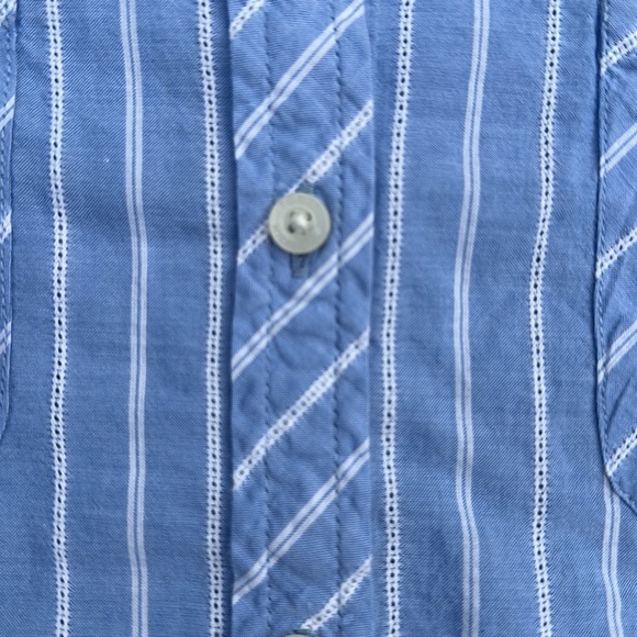 Tommy Hilfiger Shortsleeve buttonup shirt light blue w white stripes petite S - Picture 4 of 5